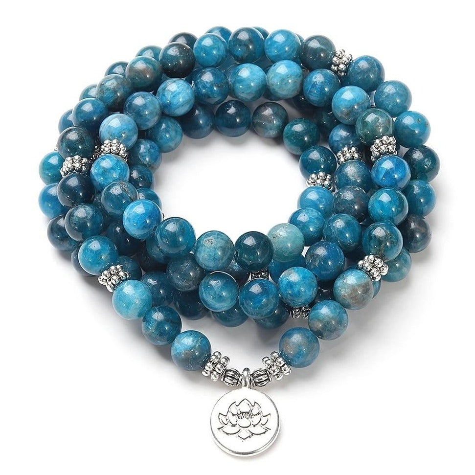 Bracelet Mala Apatite Bleue