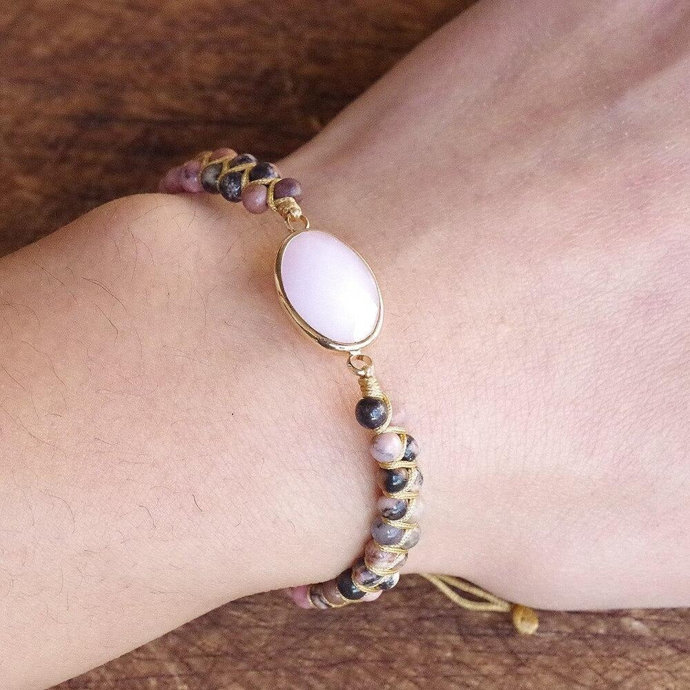 Bracelet En Rhodonite pierre