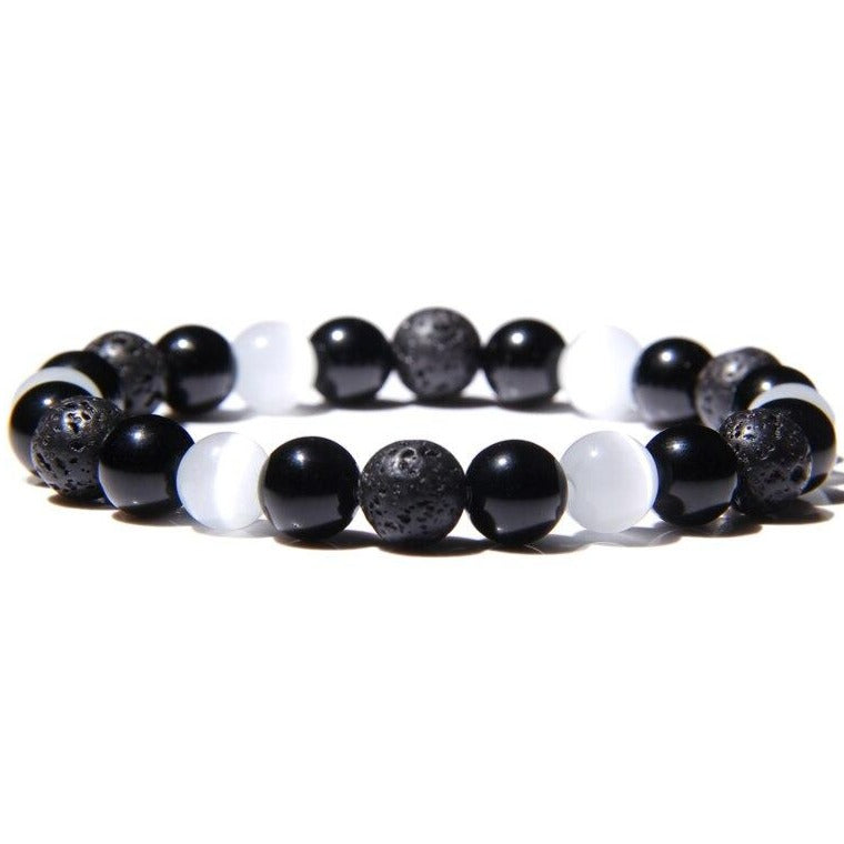 Bracelet De Protection Extrême Œil Du Tigre Et Obsidienne Et Hématite