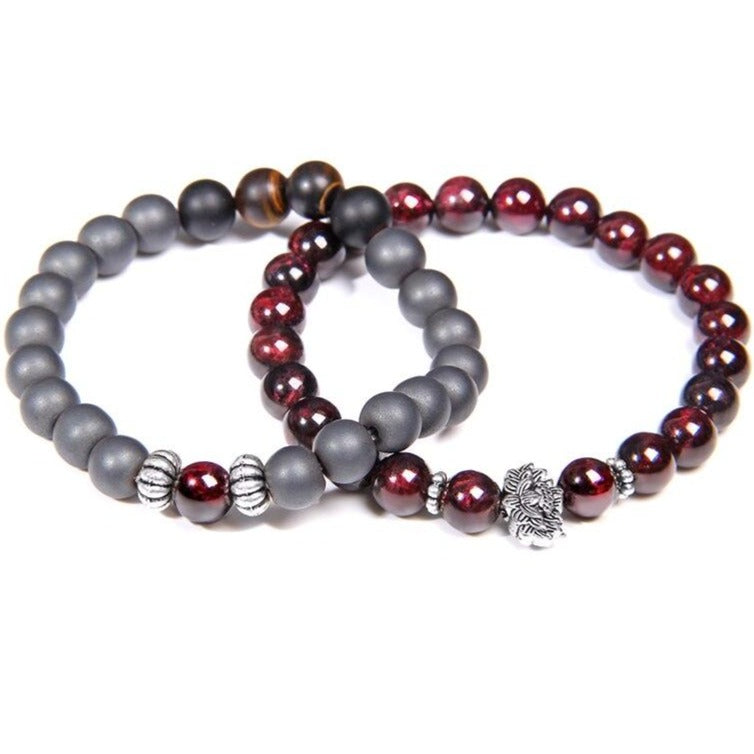 Bracelet Grenat Homme en perles