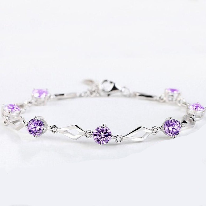 Bracelet En Argent Et Améthyste