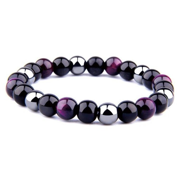 Bracelet De Protection Extrême Œil Du Tigre Et Obsidienne Et Hématite