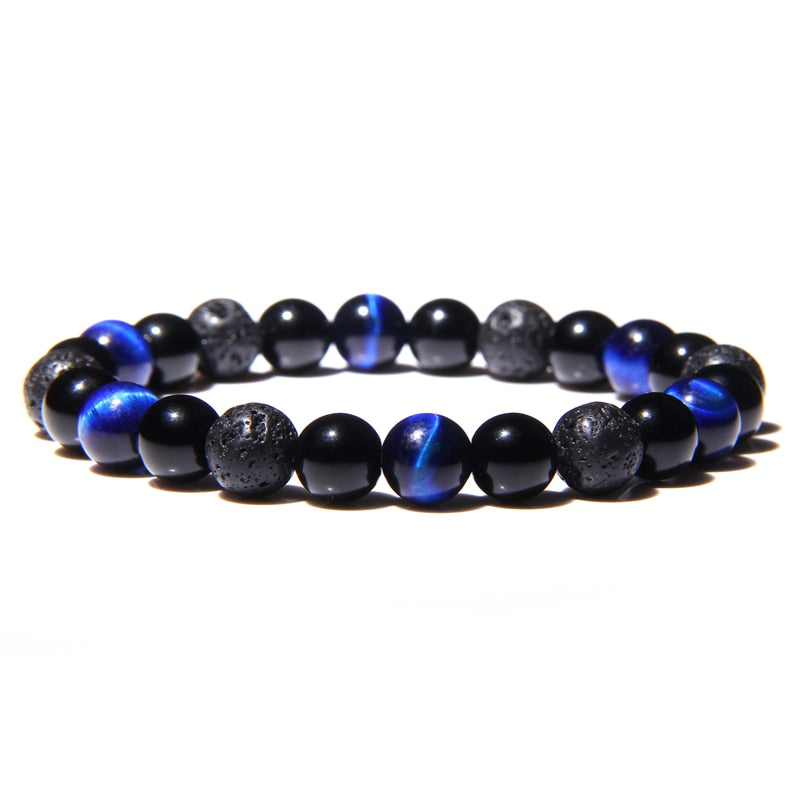 Bracelet De Protection Extrême Œil De Tigre Et Obsidienne Et Hématite