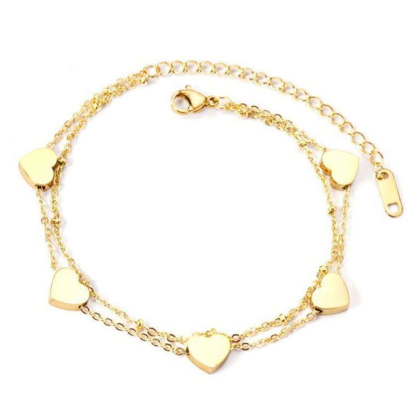 Bracelet Coeur Femme Doré