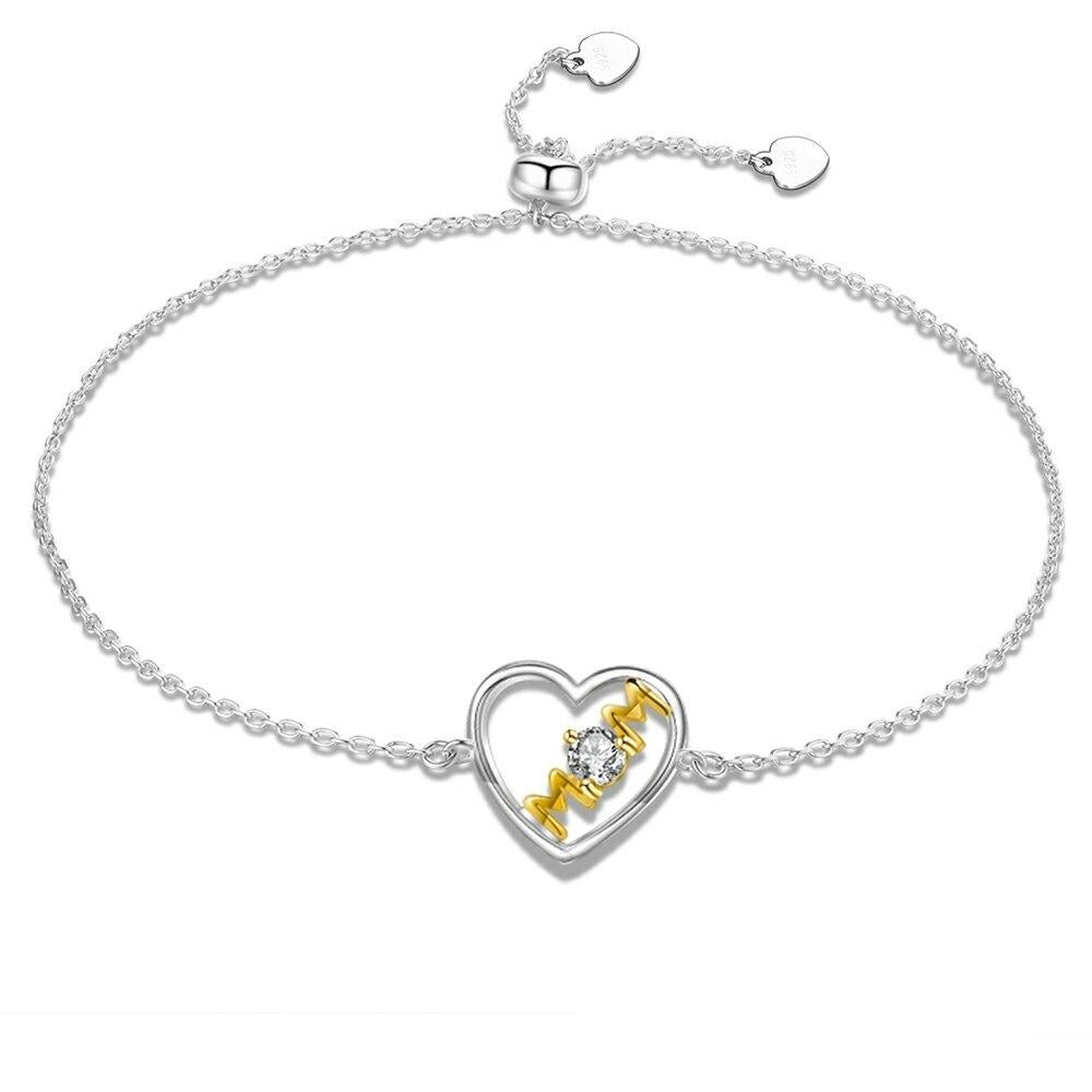Bracelet Cœur Maman (Mois de Naissance) strass