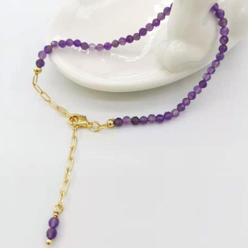 Bracelet En Or Et Perles D&#39;Améthyste