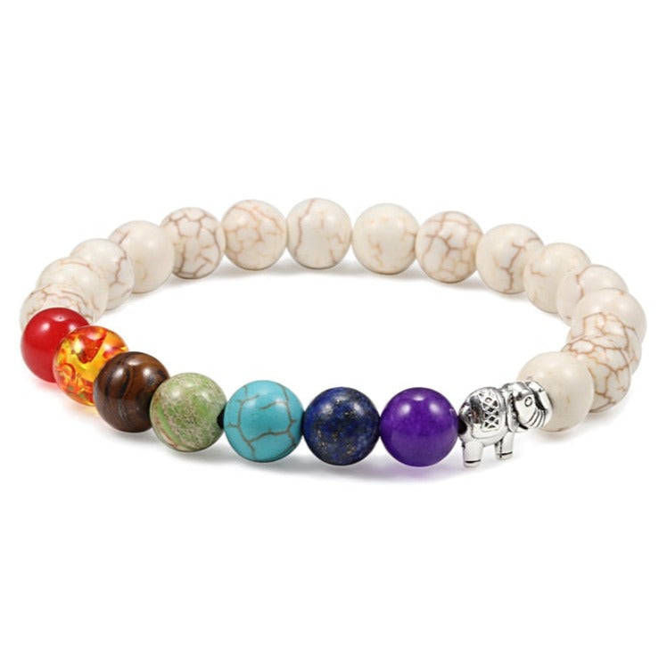 Bracelet Tibétain 7 Chakras Cali,  bracelet 7 chakras blanc