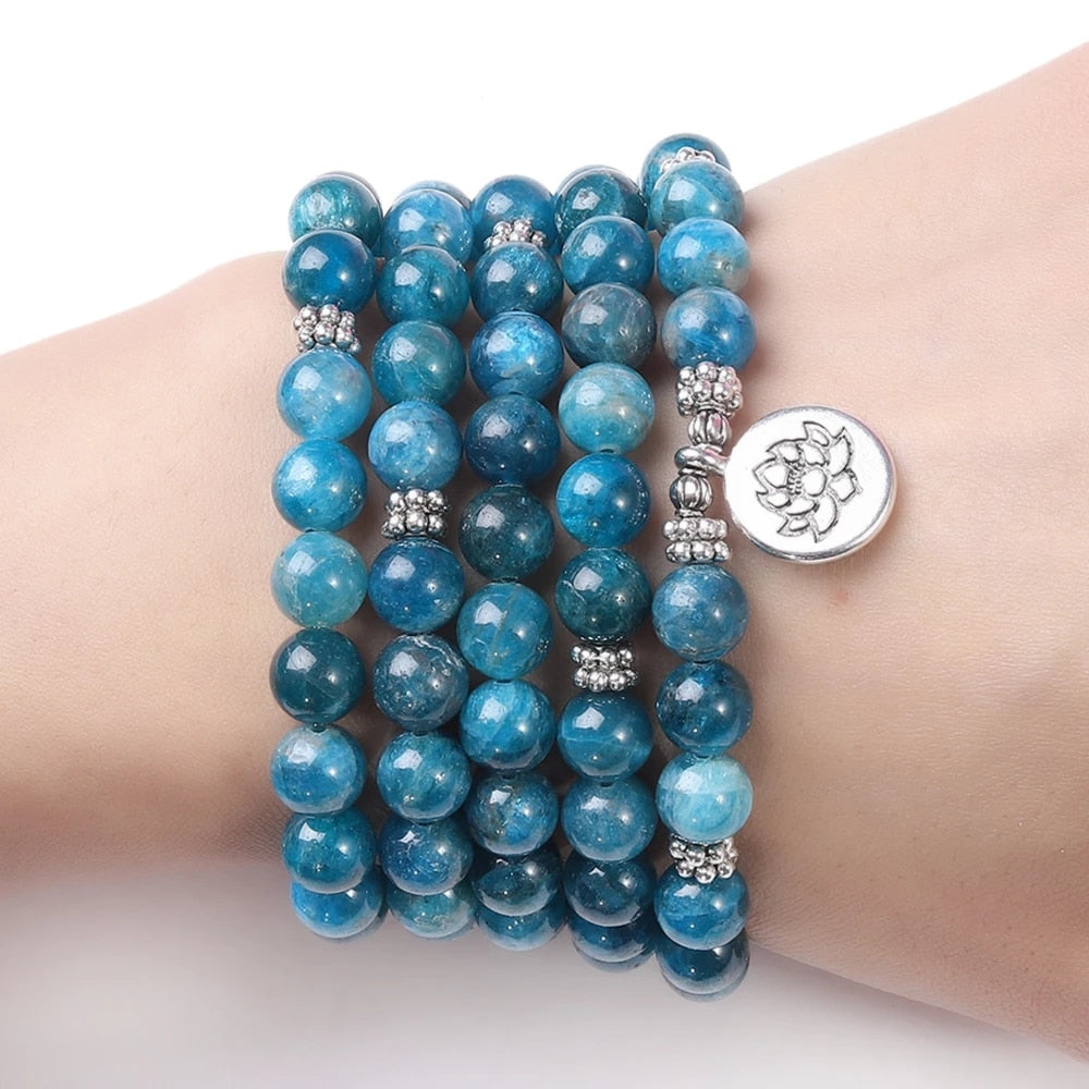 Bracelet Mala Apatite Bleue