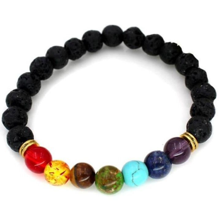 Bracelet Les 7 Chakras pierre de lave