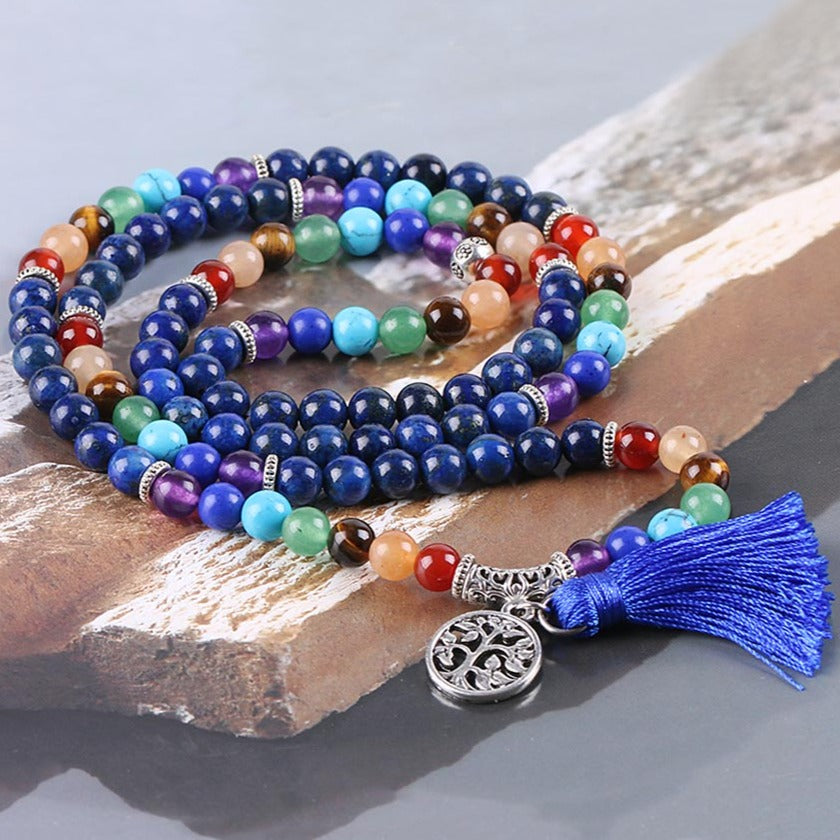 Bracelet Mala 7 Chakras Pour Reiki Julieta,  bracelet 7 chakras blanc