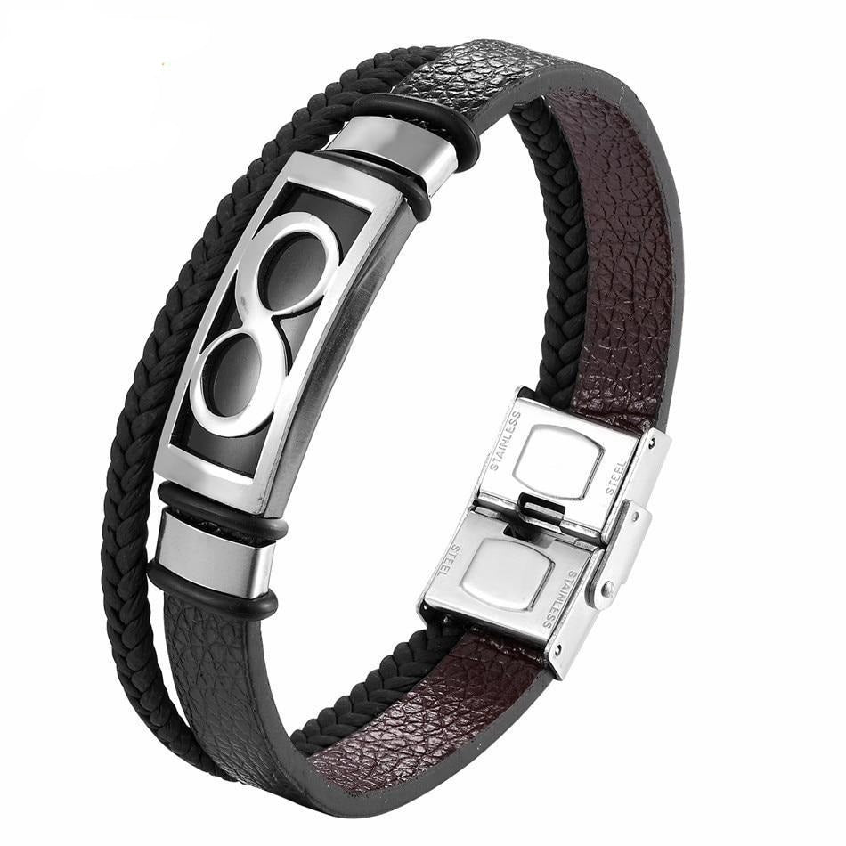 Bracelet Infini Noir Denver (Cuir) /  bracelet infini 2 prenom