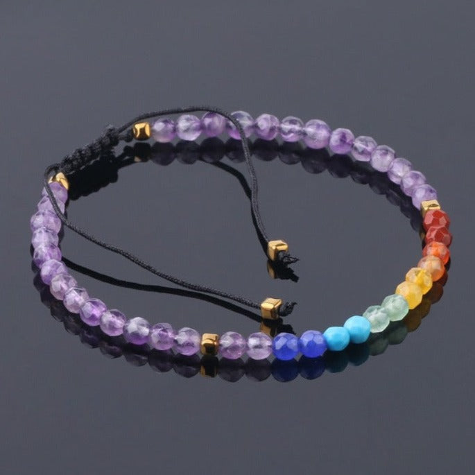 Bracelet Fin 7 Chakras Pour Femme (Shamballa) Meghan, bracelet de 7 chakras