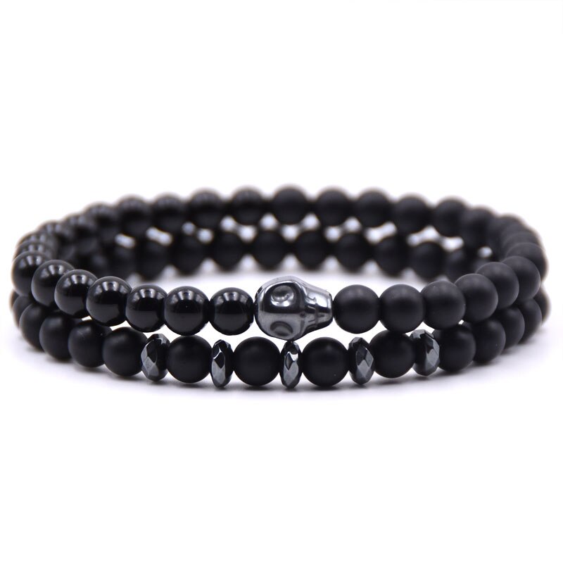 Bracelet Couple Pierre tête de mort