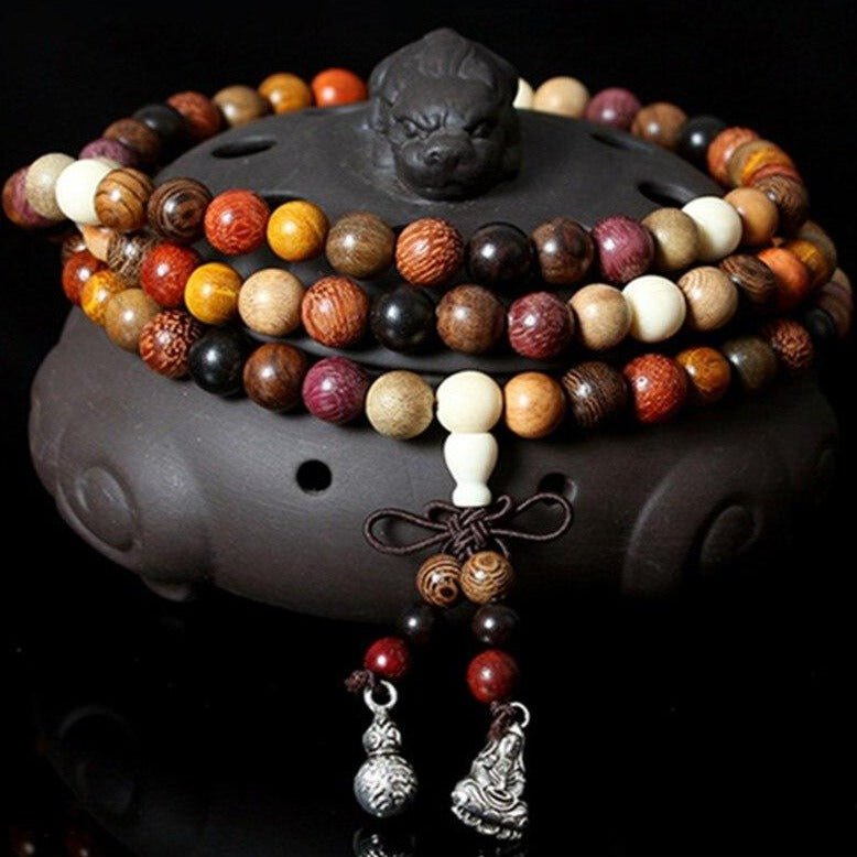 Bracelet Mala Tibétain De 108 Perles En Bois De Santal