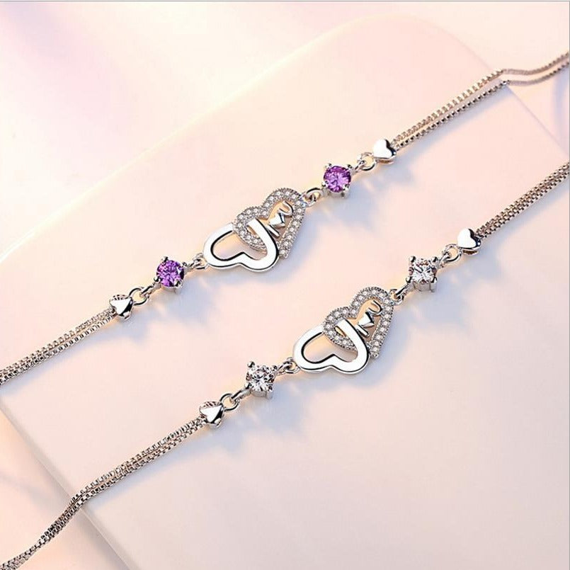 Bracelet Joséphine Avec 2 Cœurs diamant