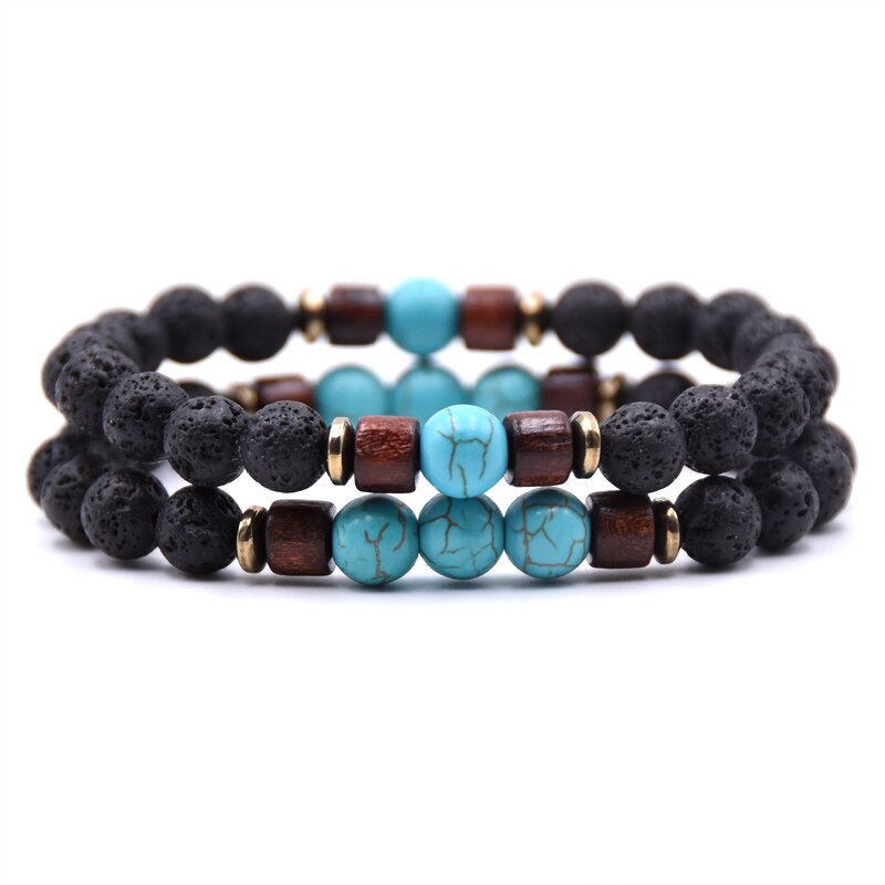 Bracelet Couple Pierre De Lave luxe