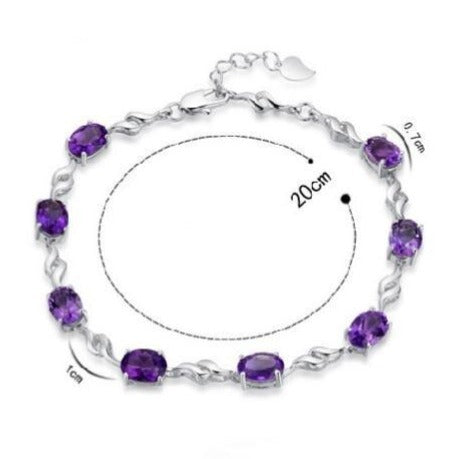Bracelet En Améthyste Et Argent Véritable