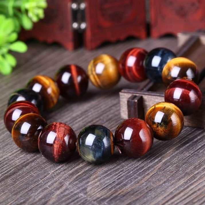 Bracelet En Oeil De Tigre, Oeil De Faucon Et Oeil De Taureau