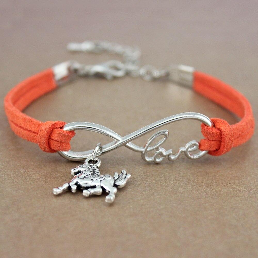 Bracelet Infini Cheval (Orange) /  bracelet avec breloque infini