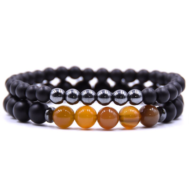 Bracelet Couple Pierre Naturelle prénom