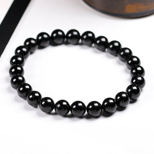 Bracelet En Tourmaline Noire (Perles Naturelles)