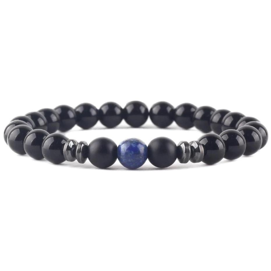 Bracelet Homme Perle Noir Mat