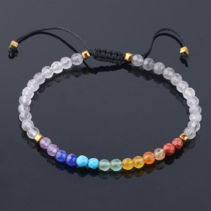 Bracelet Fin 7 Chakras Pour Femme (Shamballa) Princess, bracelet 7 chakras hematite