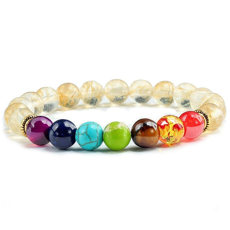Bracelet Avec 7 Chakras En Perles Rebekah,  bracelet 7 chakras vraies pierres