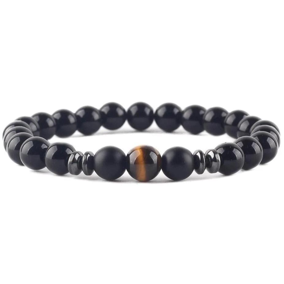 Bracelet Homme Perle Noir Mat pierre naturelle