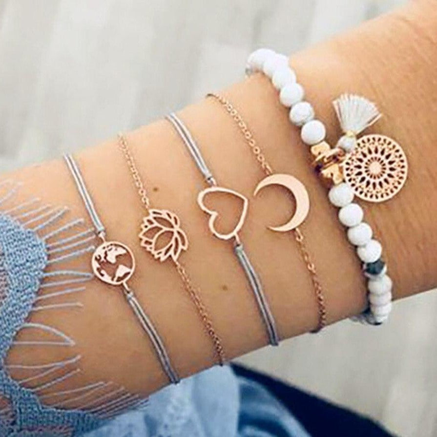 Bracelet Lotus Cœur Femme