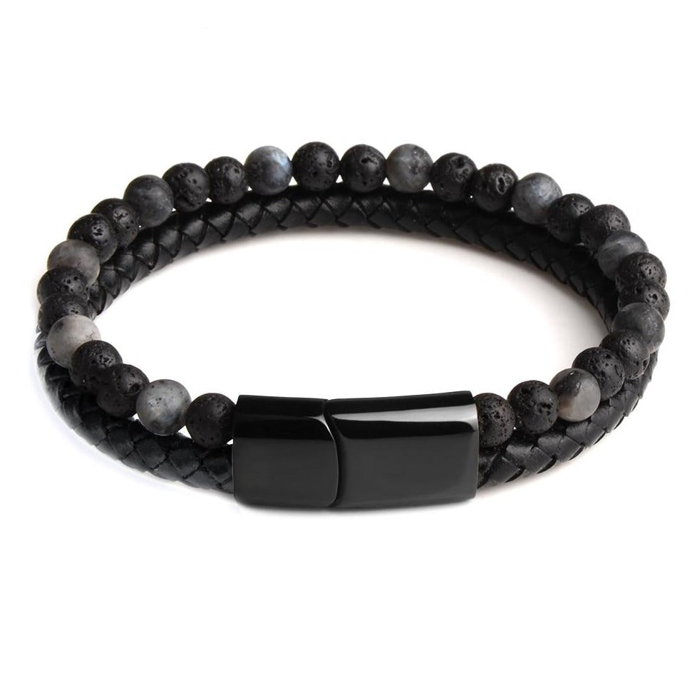 Bracelet Oeil Du Tigre Homme Pierre de Lave