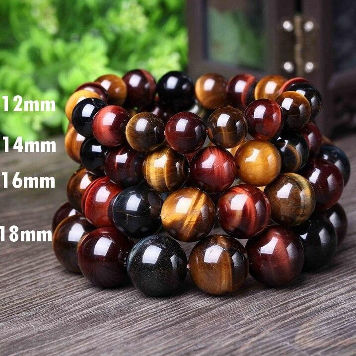 Bracelet En Oeil De Tigre, Oeil De Faucon Et Oeil De Taureau