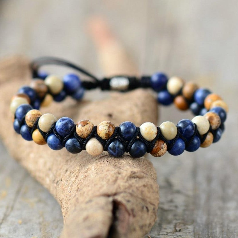 Bracelet Pour Homme En Jaspe Et Sodalite