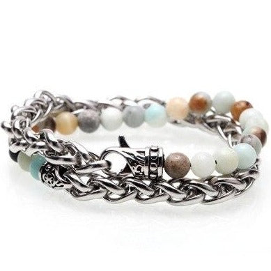 Bracelet Pour Homme En Chaîne Et Perles Naturelles