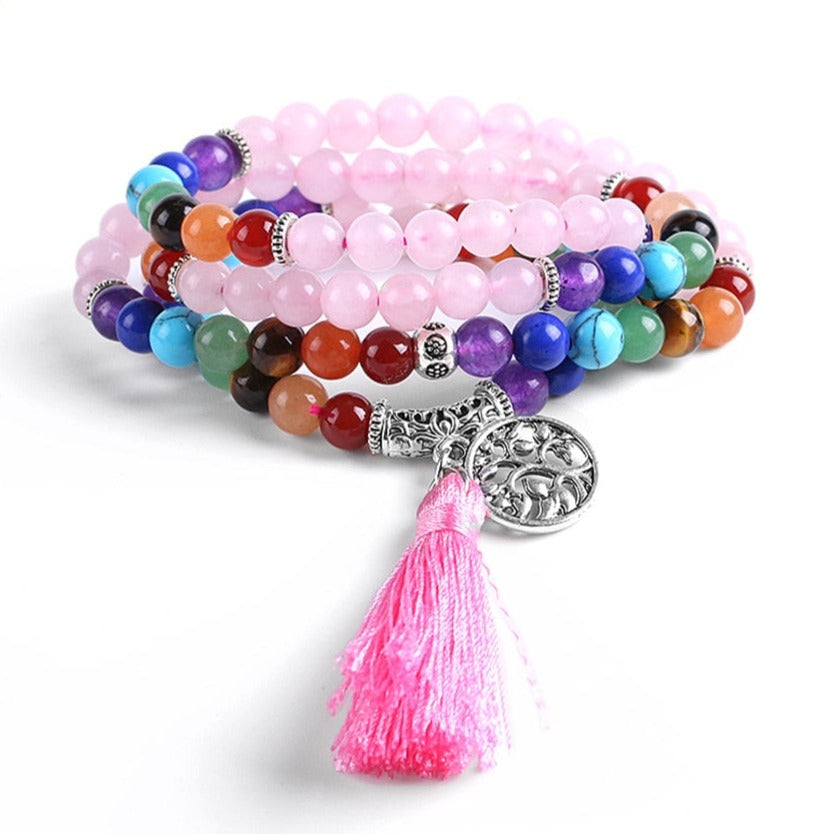 Bracelet Mala 7 Chakras Pour Femme Chelsea,  bracelet 7 chakras bois
