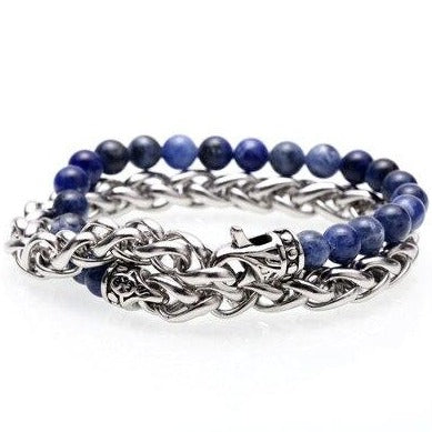 Bracelet Pour Homme En Chaîne Et Perles Naturelles