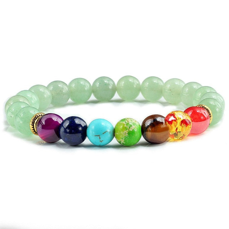Bracelet Avec 7 Chakras En Perles Nicole,  bracelet 7 chakras pierres naturelles