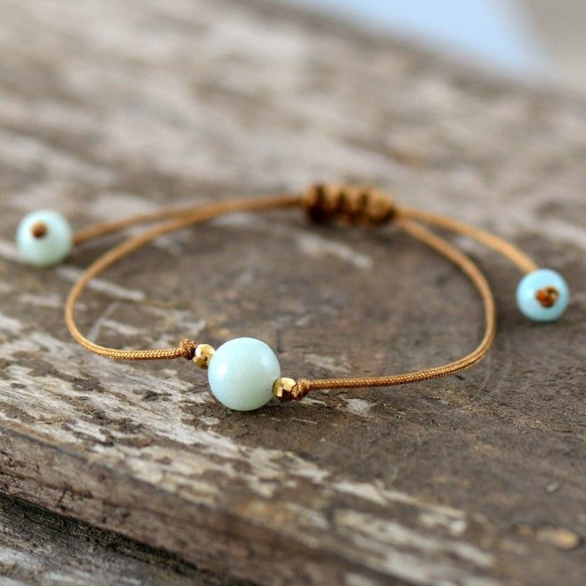 Bracelet En Cordon Et Pierre D&#39;Amazonite