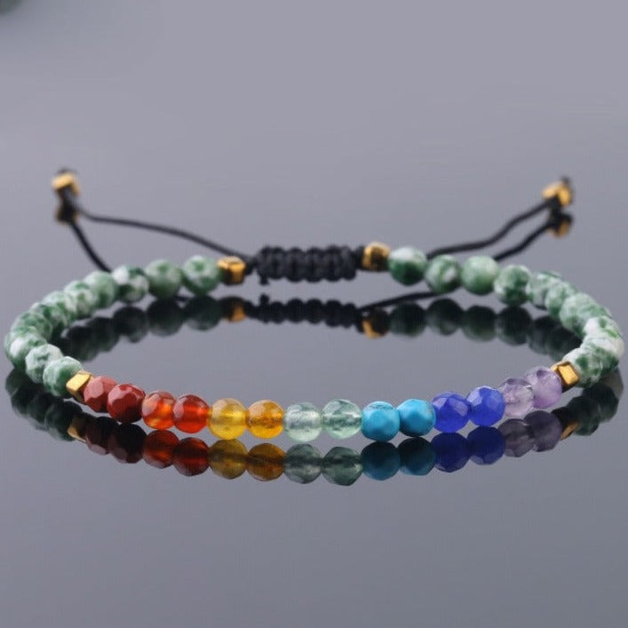 Bracelet Fin 7 Chakras Pour Femme (Shamballa) Romina, bracelet avec 7 chakras