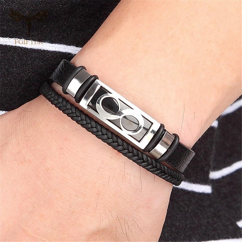 Bracelet Infini Noir Denver (Cuir) /  bracelet infini acier inoxydable