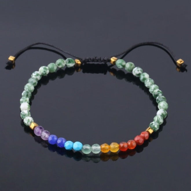 Bracelet Fin 7 Chakras Pour Femme (Shamballa) Romina, bracelet mala 7 chakras