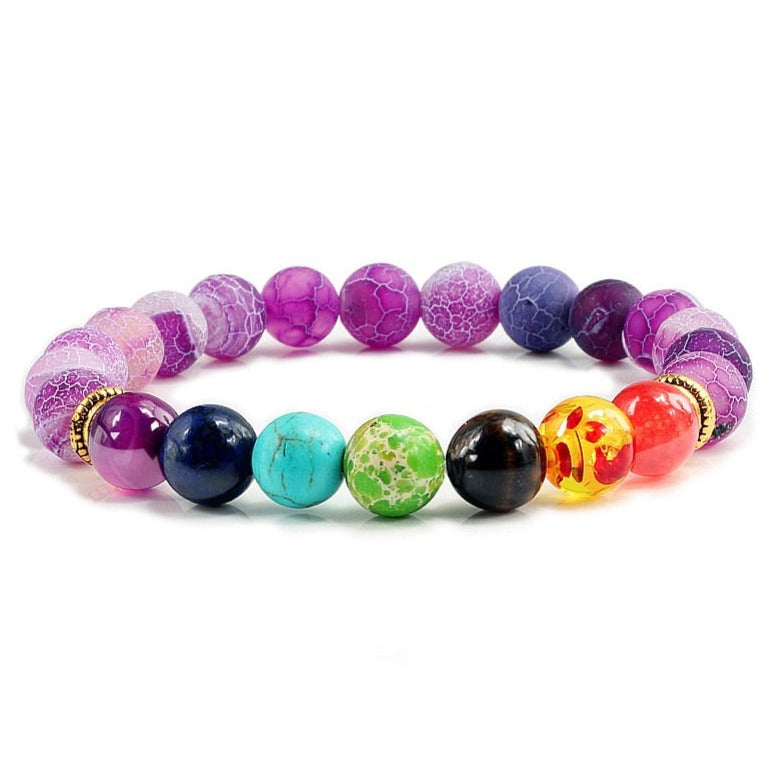 Bracelet Avec 7 Chakras En Perles Celine,  bracelet 7 chakras vraies pierres