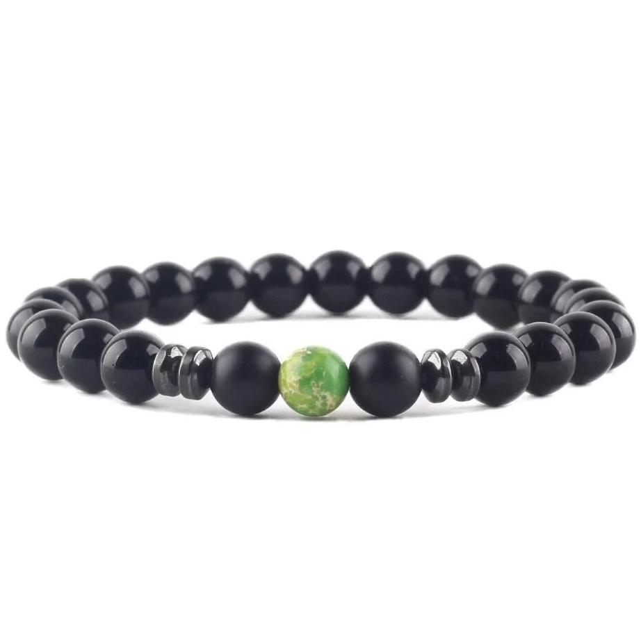 Bracelet Homme Perle Noir Mat malachite
