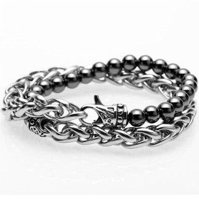 Bracelet Pour Homme En Chaîne Et Perles Naturelles