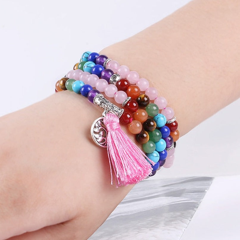 Bracelet Mala 7 Chakras Pour Femme Chelsea,  bracelet 7 chakras bien etre