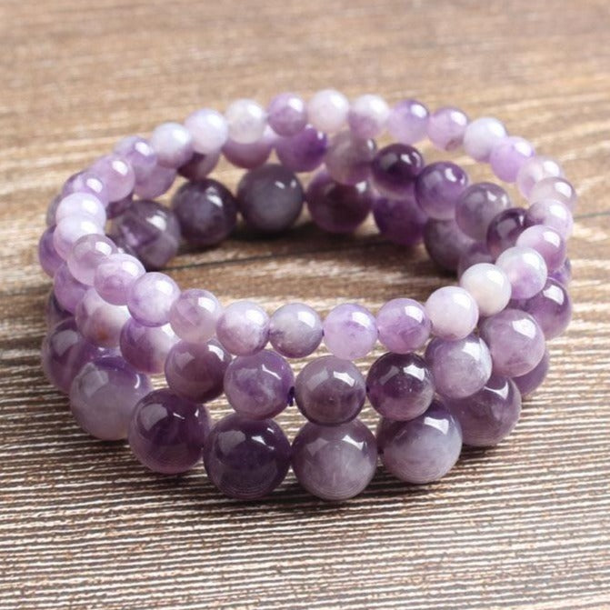 Bracelet En Perles D&#39;Améthyste Véritable