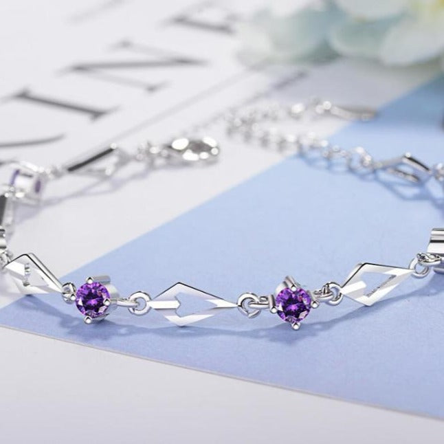 Bracelet En Argent Et Améthyste