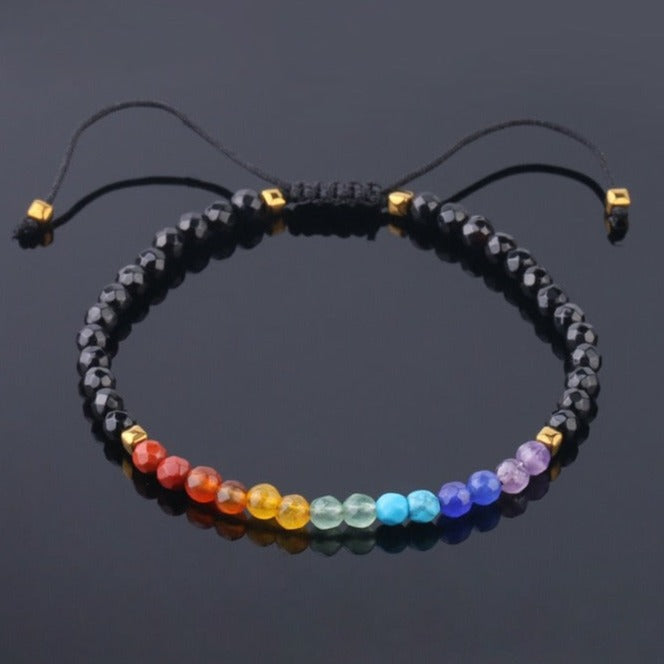 Bracelet Fin 7 Chakras Pour Femme (Shamballa) Lyanna, bracelet 7 chakras lithotherapie