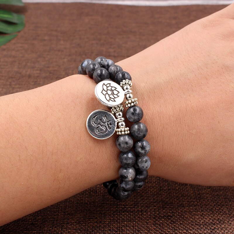 Bracelet Lotus Homme Noir labradorite