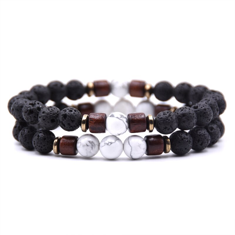 Bracelet Couple Pierre De Lave coeur